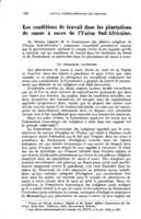 Les conditions de travail dans les plantations de canne à sucre de l'Union Sud-Africaine