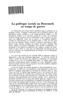 La politique sociale an Danemark en temps de guerre