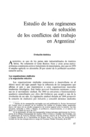 Estudio de los regímenes de solución de los conflictos del trabajo en Argentina