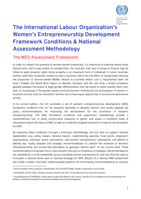 The International Labour Organization’s women’s entrepreneurship development framework conditions & national assessment methodology