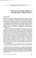 Sanctions and their effects on employment in South Africa