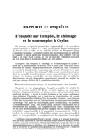 L'enquête sur l'emploi, le chômage et le sous-emploi à Ceylan