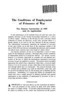 The conditions of employment of prisoners of war: the Geneva convention of 1929 and its application