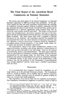 The final report of the Australian Royal Commission on national insurance