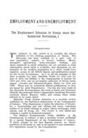 The employment situation in Russia since the Bolshevist revolution: I