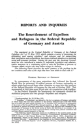 The resettlement of expellees and refugees in the Federal Republic of Germany and Austria