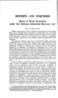 Hours of work provisions under the national industrial recovery act