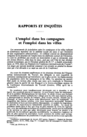 L'emploi dans les campagnes et l'emploi dans les villes