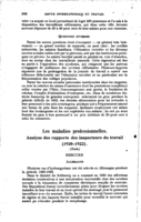 Les maladies professionnelles: analyse des rapports des inspecteurs du travail (1920-1922). [III]