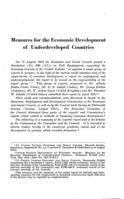Measures for the economic development of underdeveloped countries