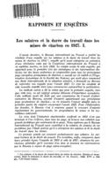 Les salaires et la durée du travail dans les mines de charbon en 1927: I