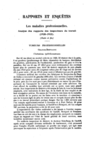 Les maladies professionnelles: analyse des rapports des inspecteurs du travail (1920-1922). [VI]