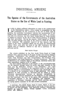 The opinion of the governments of the Australian states on the use of white lead in painting