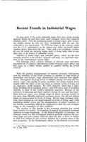 Recent trends in industrial wages