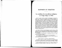 La condition des travailleurs indigènes au Congo belge en 1944