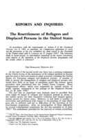 The resettlement of refugees and displaced persons in the United States