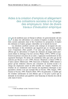 Aides à la création d'emplois et allégement des cotisations sociales à la charge des employeurs: bilan de divers travaux d'évaluation empirique