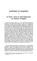 La lutte contre la discrimination en matière d'emploi