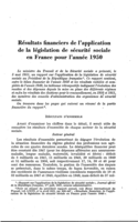 Résultats financiers de l'application de la législation de sécurité sociale en France pour l'année 1950