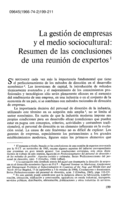 La gestión de empresas y el medio sociocultural: resumen de las conclusiones de una reunión de expertos