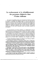 Le reclassement et le réétablissement des personnes déplacées dans l'Union indienne