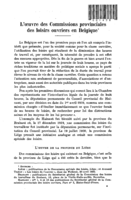 L'œuvre des commissions provinciales des loisirs ouvriers en Belgique