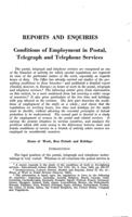 Conditions of employment in postal, telegraph and telephone services