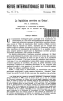 La législation ouvrière en Grèce