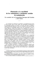 Obstáculos a la movilidad de los trabajadores y problemas sociales de readaptación: un estudio de la Comunidad Europea del Carbón y del Acero