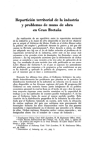 Repartición territorial de la industria y problemas de mano de obra en Gran Bretaña