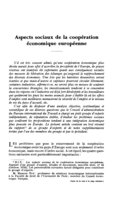 Aspects sociaux de la coopération économique européenne
