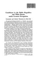 Conditions in the Baltic Republics and White Russia under german occupation: economic and labour measures in 1941-1942