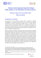 Réunion interrégionale tripartite Afrique-États arabes sur les migrations de main- d’œuvre: réunion en ligne, 15 et 16 novembre 2021 : note de synthèse