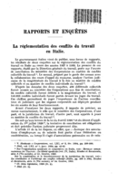 La réglementation des conflits du travail en Italie
