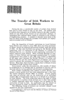 The transfer of Irish workers to Great Britain