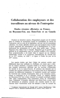Collaboration des employeurs et des travailleurs au niveau de l'entreprise: études récentes effectuées en France, au Royaume-Uni, aux Etats-Unis et au Canada