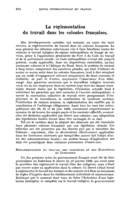 La réglementation du travail dans les colonies françaises