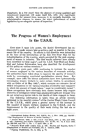The progress of women's employment in the U.S.S.R.