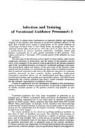 Selection and training of vocational guidance personnel: I