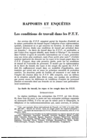 Les conditions de travail dans les P.T.T.