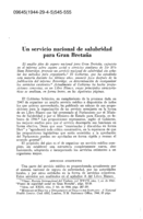 Un servicio nacional de salubridad para Gran Bretaña