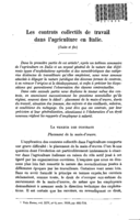 Les contrats collectifs de travail dans l'agriculture en Italie