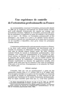 Une expérience de contrôle de l'orientation professionnelle en France