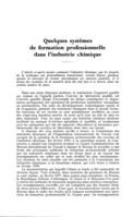 Quelques systèmes de formation professionnelle dans l'industrie chimique