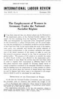 The employment of women in Germany under the national-socialist régime