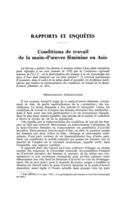 Conditions de travail de la main-d'œuvre féminine en Asie