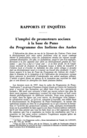 L'emploi de promoteurs sociaux à la base de Puno du Programme des Indiens des Andes