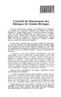 L'activité du département des fabriques de Grande-Bretagne