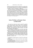 Labour problems on European farms in South Africa