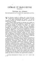 Statistique des chômeurs basée principalement sur les rapports des organisations ouvrières